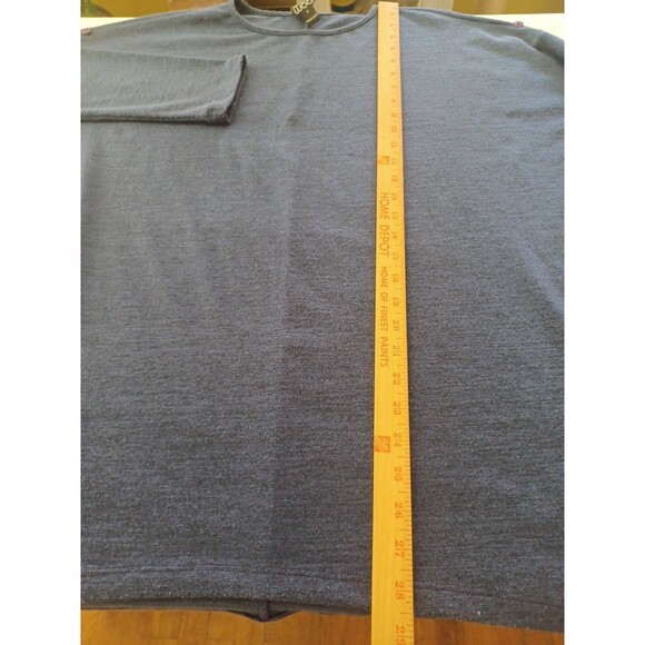 Clara SunWoo blue knit tunic L button accent oversized asymetric minimalist - Picture 9 of 12